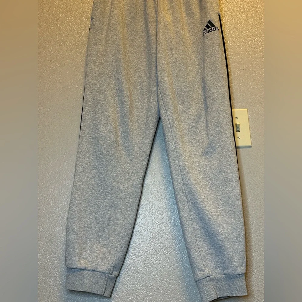 adidas Essentials Men's French Terry Tapered-Cuff 3-Stripes Jogger Pants GK8824